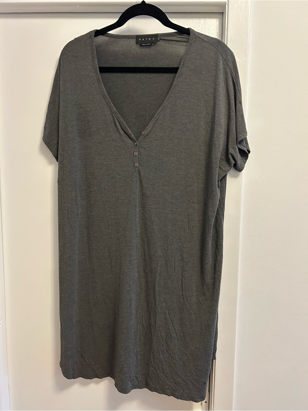 Hatch Gray V-Neck Short Sleeve Tunic Dress